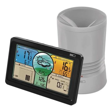 Bezdrátová meteostanice s barevným LCD displejem a srážkoměrem 3xAAA černá