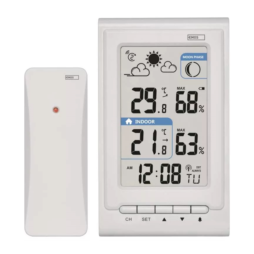 Bezdrátová meteostanice s budíkem 2xAAA bílá