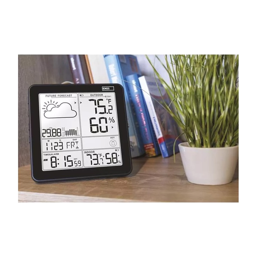 Bezdrátová meteostanice s budíkem 3xAA + 2xAAA černá