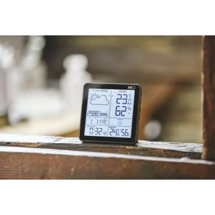 Bezdrátová meteostanice s budíkem 3xAA + 2xAAA černá