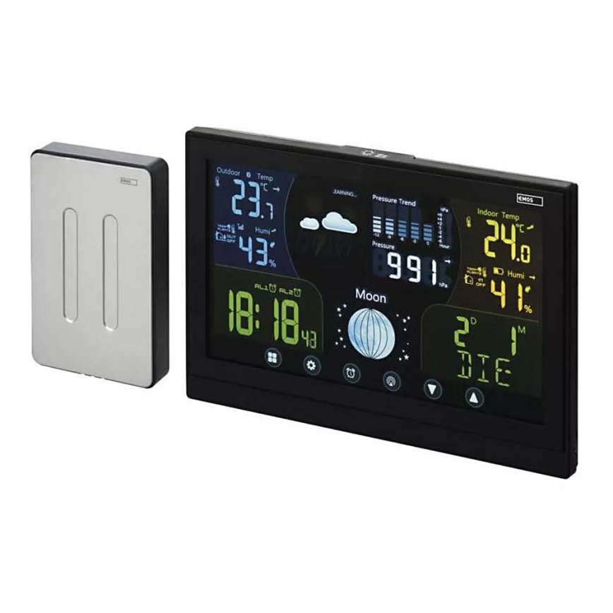 Bezdrátová meteostanice s budíkem 3xAAA/5V + 2xAAA černá