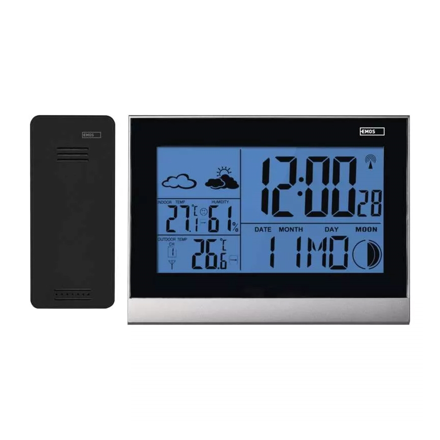 Bezdrátová meteostanice s budíkem 3xAAA + 2xAAA černá