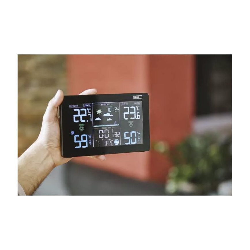 Bezdrátová meteostanice s budíkem 3xAAA černá
