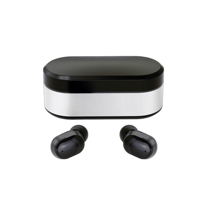 Bezdrátová sluchátka SPORT  Bluetooth V5.0 + LED nabíjecí stanice černá