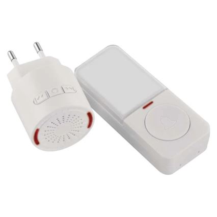 Bezdrátový zvonek do zásuvky 230V + 1xCR2032 bílá