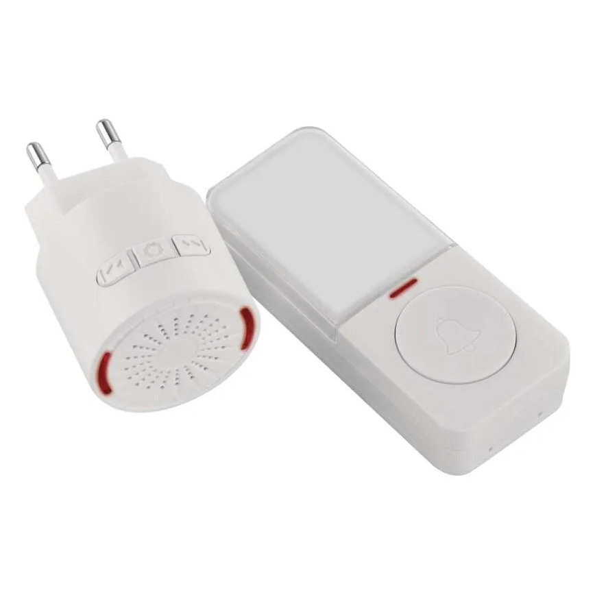 Bezdrátový zvonek do zásuvky 230V + 1xCR2032 bílá