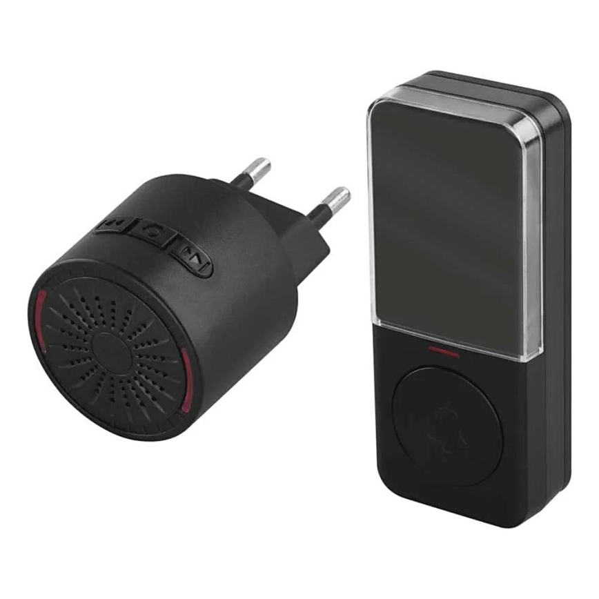 Bezdrátový zvonek do zásuvky 230V + 1xCR2032 černá
