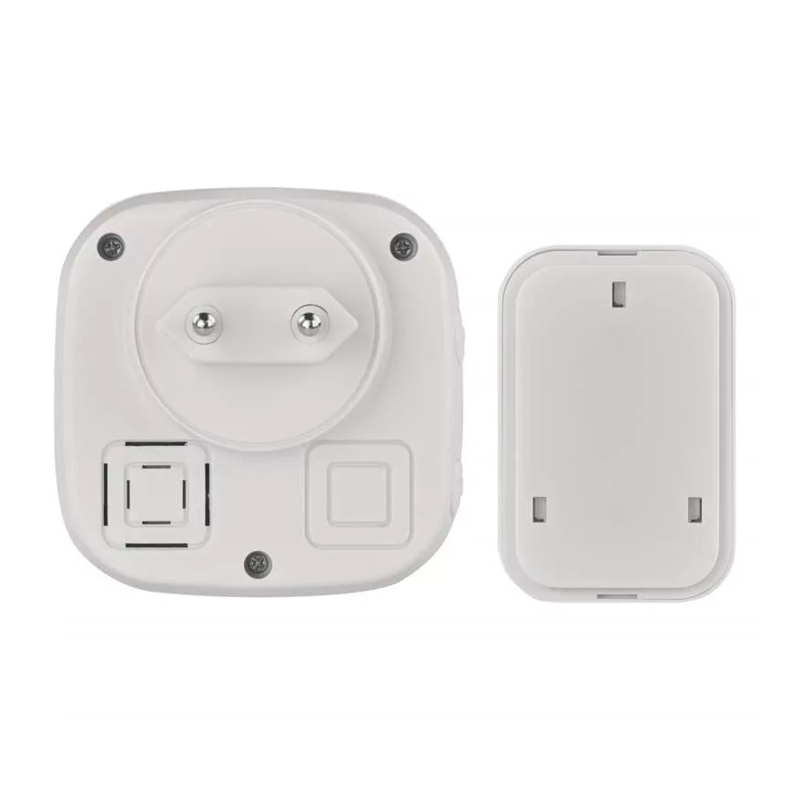 Bezdrátový zvonek do zásuvky 230V + 1xCR2032 IP44 bílá
