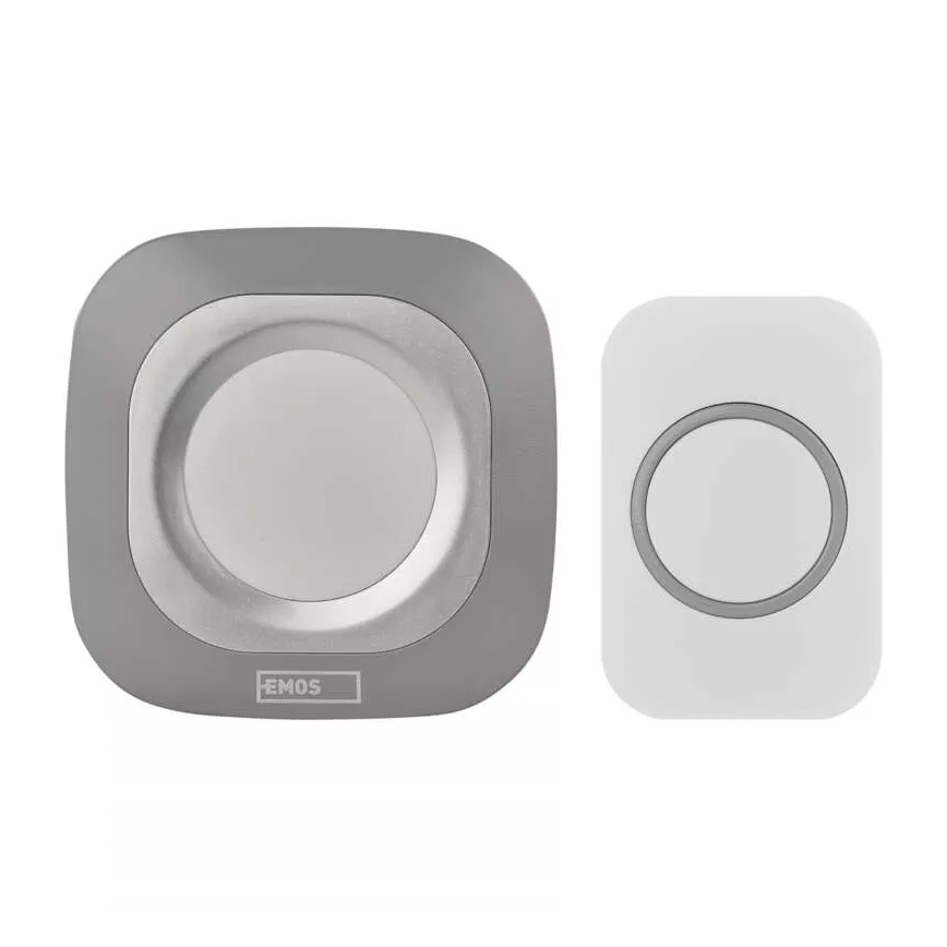 Bezdrátový zvonek do zásuvky 230V + 1xCR2032 IP44 šedá