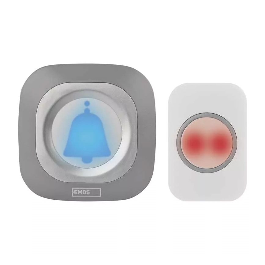 Bezdrátový zvonek do zásuvky 230V + 1xCR2032 IP44 šedá