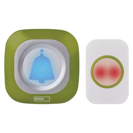 Bezdrátový zvonek do zásuvky 230V + 1xCR2032 IP44 zelená
