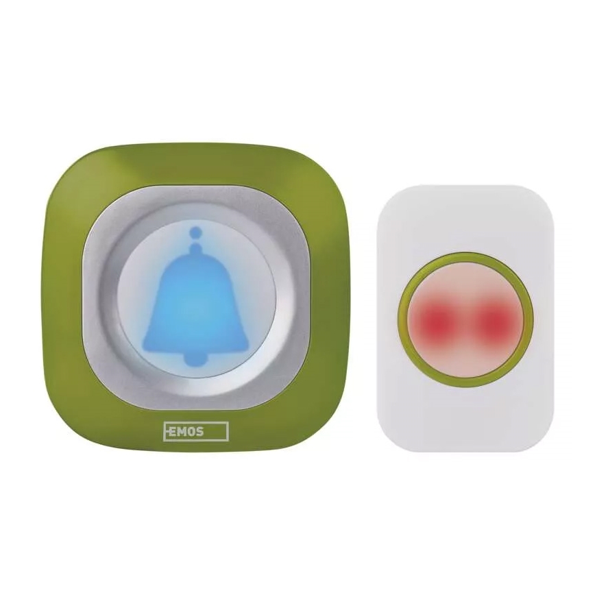 Bezdrátový zvonek do zásuvky 230V + 1xCR2032 IP44 zelená