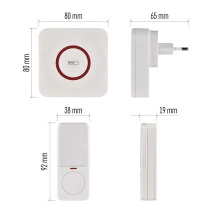 Bezdrátový zvonek do zásuvky GoSmart 230V + 1xCR2032 bílá Wi-Fi