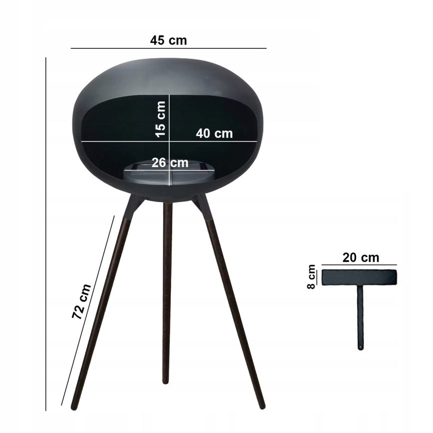 BIO krb TOKIO 45x100 cm 2kW černá