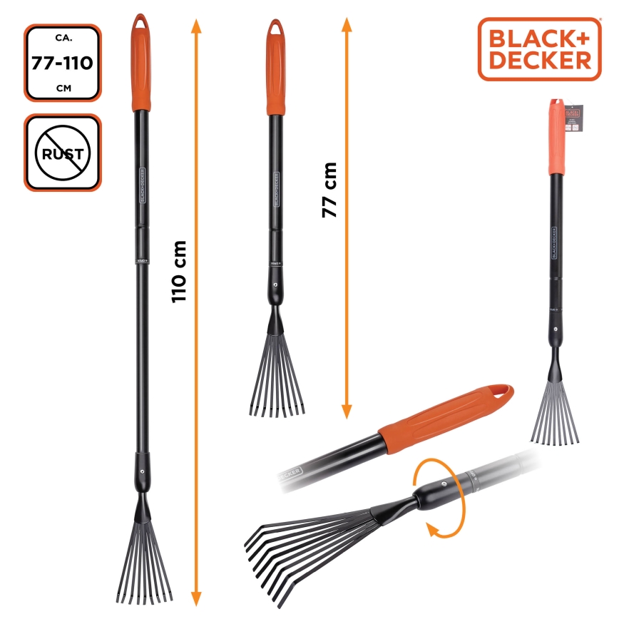 BLACK+DECKER - Teleskopické hrábě 77-110 cm