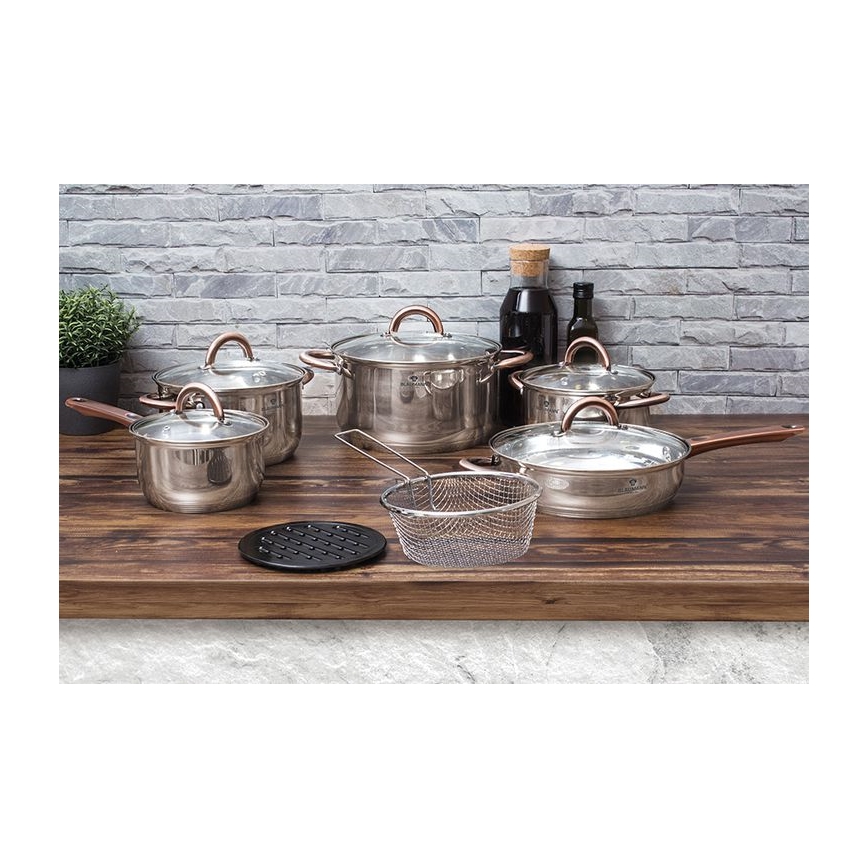 Blaumann - Sada nerezového nádobí 13 ks stříbrná/měděná