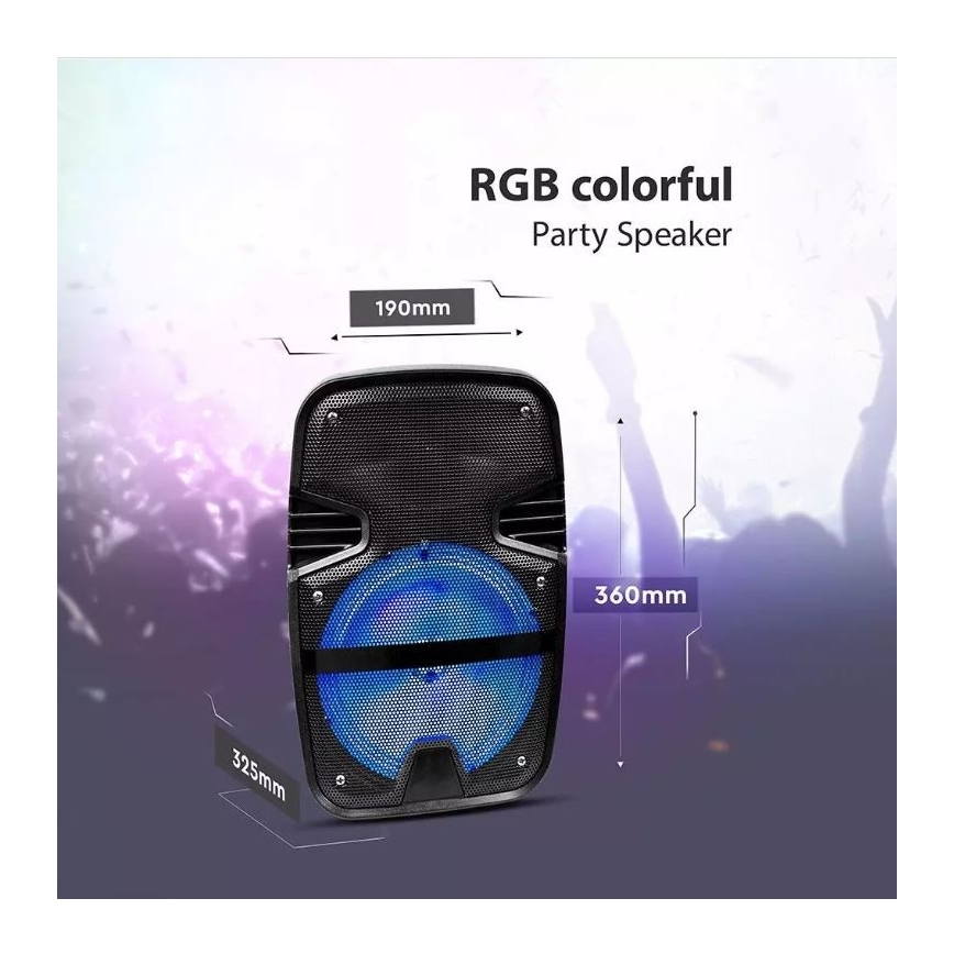 Bluetooth přenosný reproduktor s mikrofonem 15W/3,7V LED RGB + DO