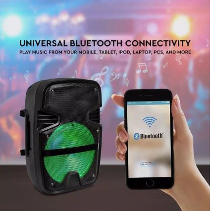 Bluetooth přenosný reproduktor s mikrofonem 15W/3,7V LED RGB + DO