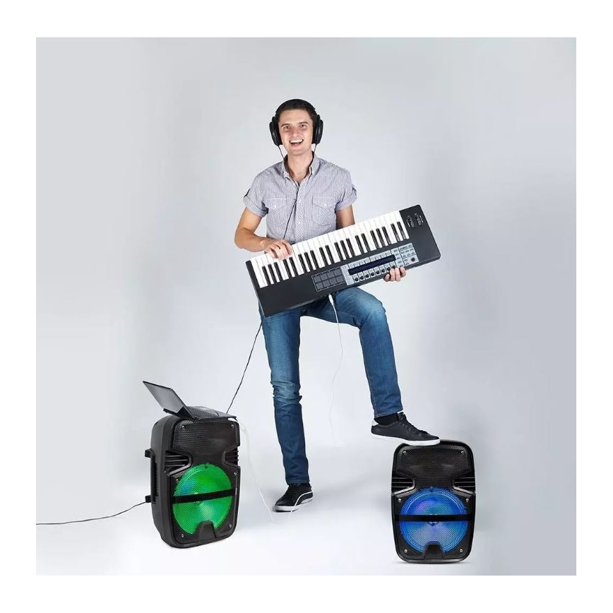 Bluetooth přenosný reproduktor s mikrofonem 15W/3,7V LED RGB + DO