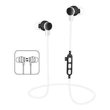 Bluetooth sluchátka s mikrofonem a MicroSD přehrávačem 80 mAh bílá/černá