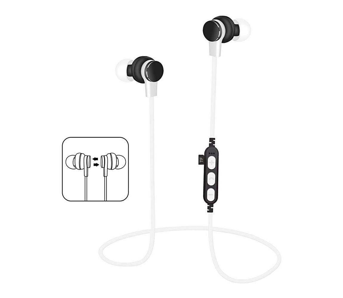 Platinet Bluetooth sluchátka s mikrofonem a MicroSD přehrávačem bílá/černá PL0239