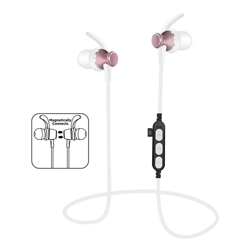 Bluetooth sluchátka s mikrofonem a MicroSD přehrávačem bílá/růžová