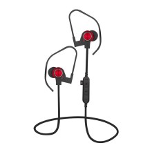 Bluetooth sluchátka s mikrofonem a MicroSD přehrávačem černá/červená