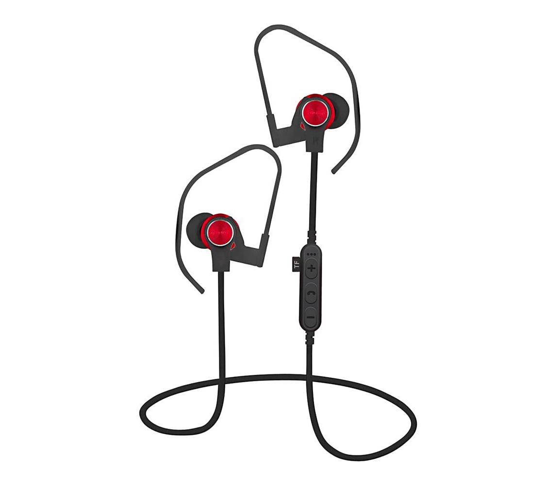 Platinet Bluetooth sluchátka s mikrofonem a MicroSD přehrávačem černá/červená PL0242