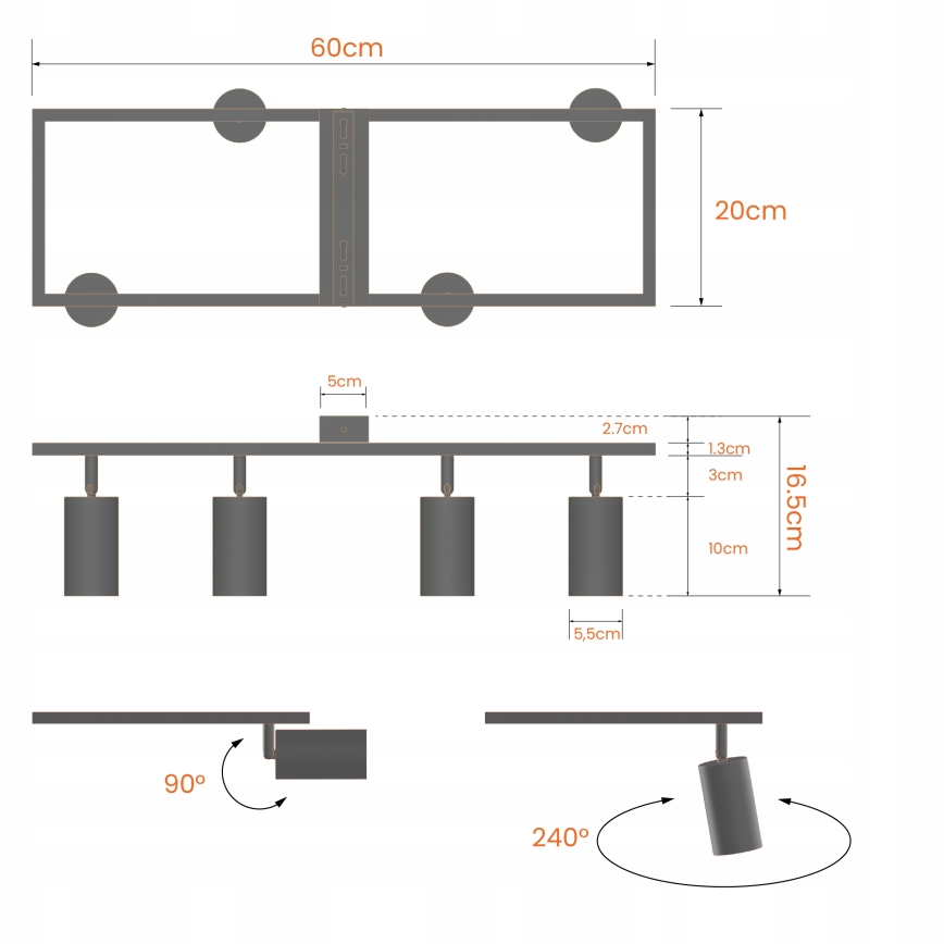 Bodové svítidlo 4xGU10/30W/230V bílá