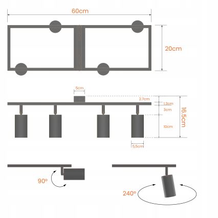 Bodové svítidlo 4xGU10/30W/230V černá