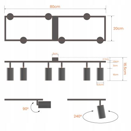 Bodové svítidlo 6xGU10/30W/230V bílá