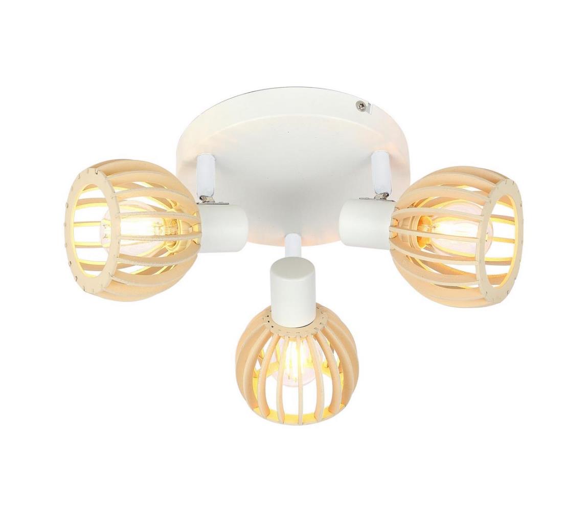 Candellux Bodové svítidlo ATARRI 3xE14/25W/230V bílá/dřevo CA0467