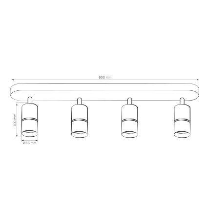 Bodové svítidlo BAMBOO 4xGU10/10W/230V černá