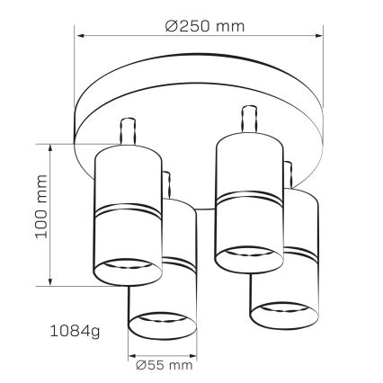 Bodové svítidlo BAMBOO 4xGU10/10W/230V černá