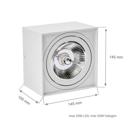 Bodové svítidlo CHLOE AR111 1xGU10/50W/230V hranatý bílá