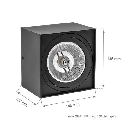 Bodové svítidlo CHLOE AR111 1xGU10/50W/230V hranatý černá