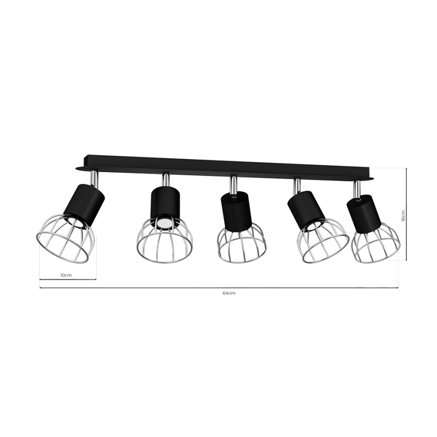 Bodové svítidlo DANTE 5xGU10/25W/230V černá/lesklý chrom
