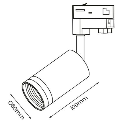 Bodové svítidlo do 3-fázového lištového systému PIPE 1xGU10/25W/230V černá