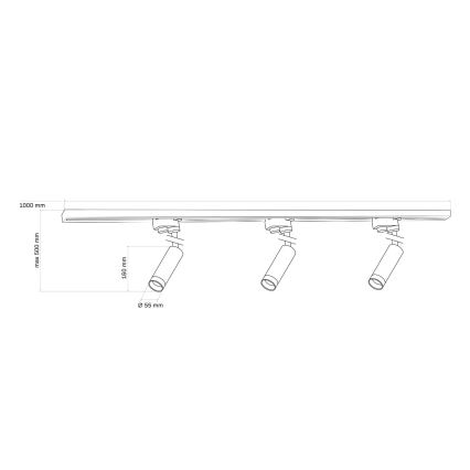 Bodové svítidlo do lištového systému PORTO 3xGU10/10W/230V + 1 m lištový systém černá
