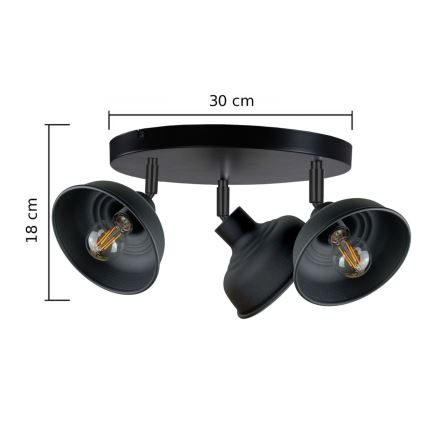 Bodové svítidlo FAUN 3xE27/60W/230V černá