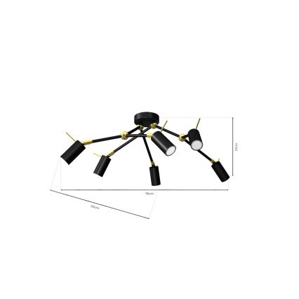 Bodové svítidlo IRIS 6xGU10/MR11/40W/230V černá/zlatá