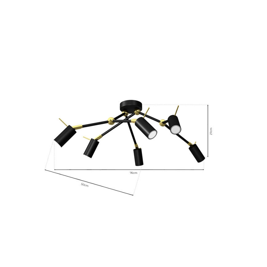 Bodové svítidlo IRIS 6xGU10/MR11/40W/230V černá/zlatá