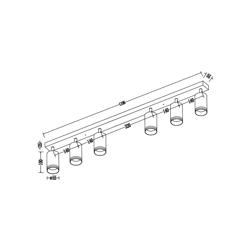 Bodové svítidlo PIPE 6xGU10/10W/230V černá