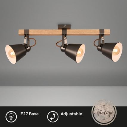 Bodové svítidlo RETRO 3xE27/40W/230V hnědá