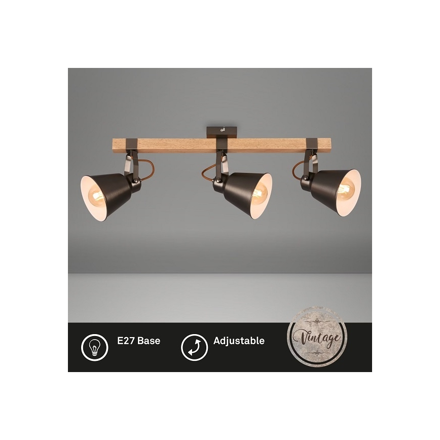 Bodové svítidlo RETRO 3xE27/40W/230V hnědá