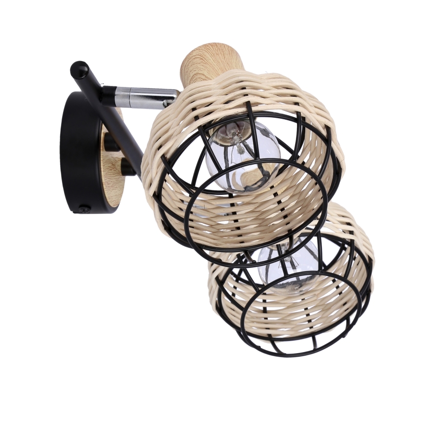 Bodové svítidlo TAJGA 2xE14/40W/230V ratan/černá