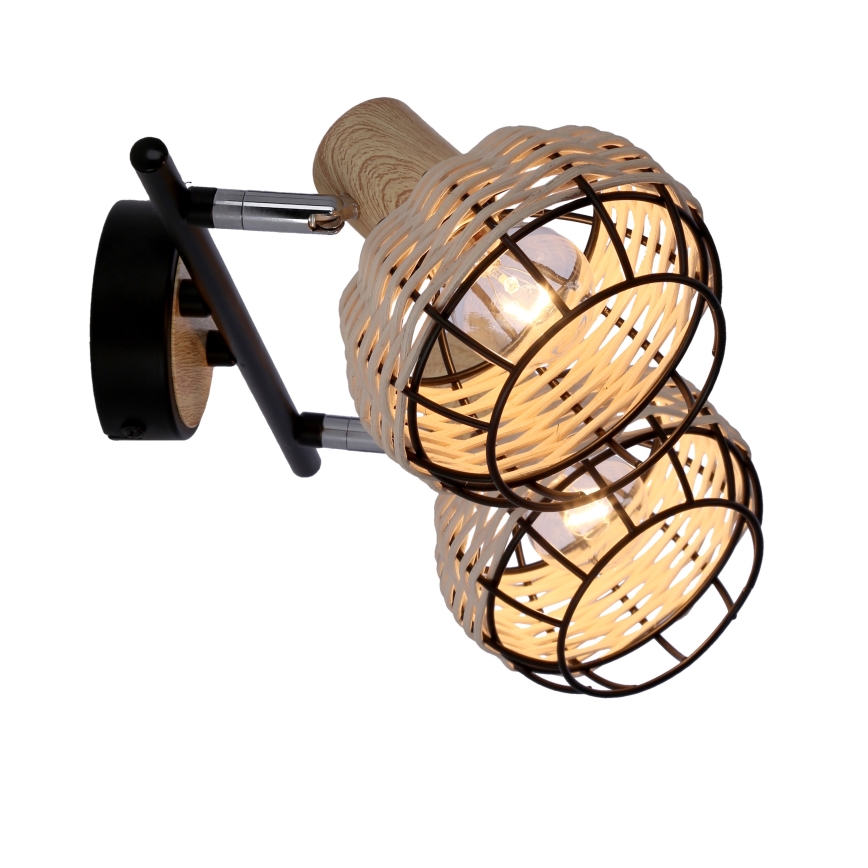 Bodové svítidlo TAJGA 2xE14/40W/230V ratan/černá
