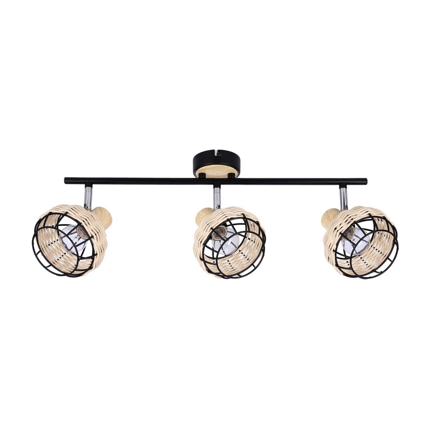 Bodové svítidlo TAJGA 3xE14/40W/230V ratan/černá