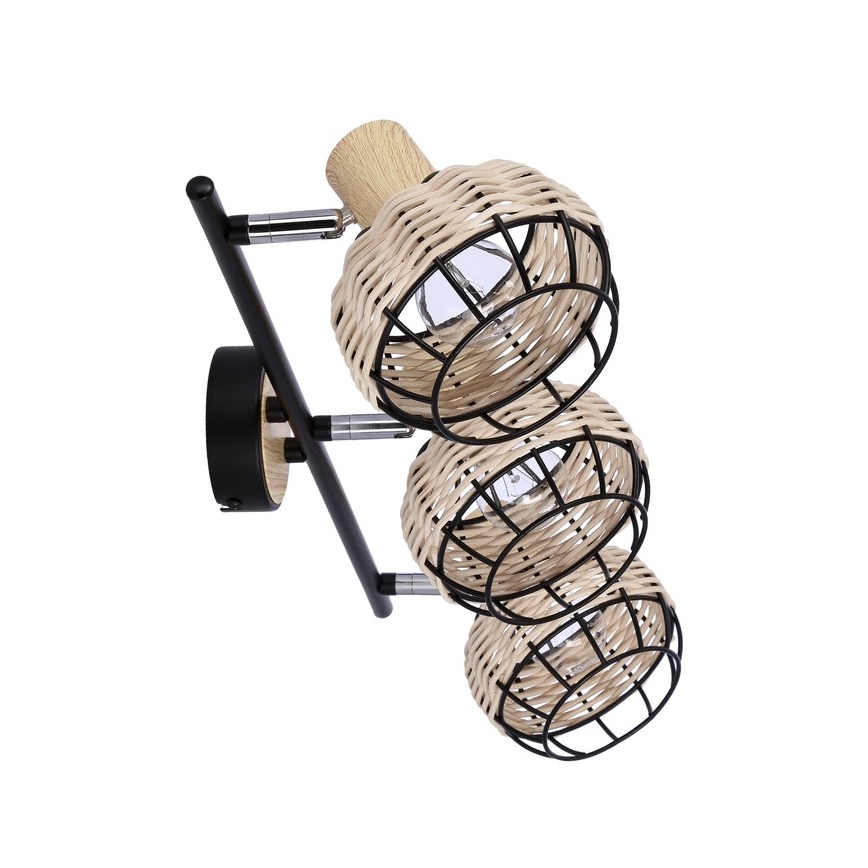 Bodové svítidlo TAJGA 3xE14/40W/230V ratan/černá