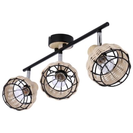 Bodové svítidlo TAJGA 3xE14/40W/230V ratan/černá